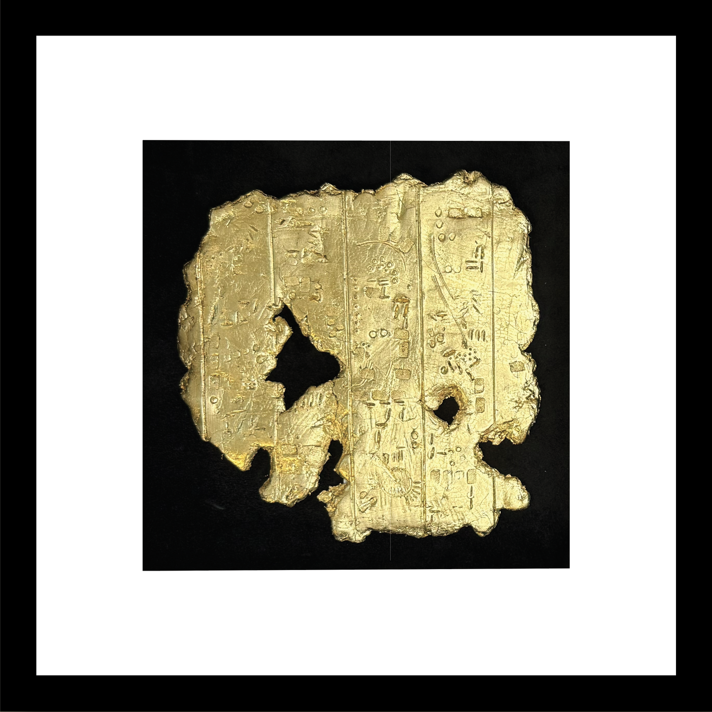 Gold Fragment .:, Gold leaf and mixed media object by Mel Ahlborn