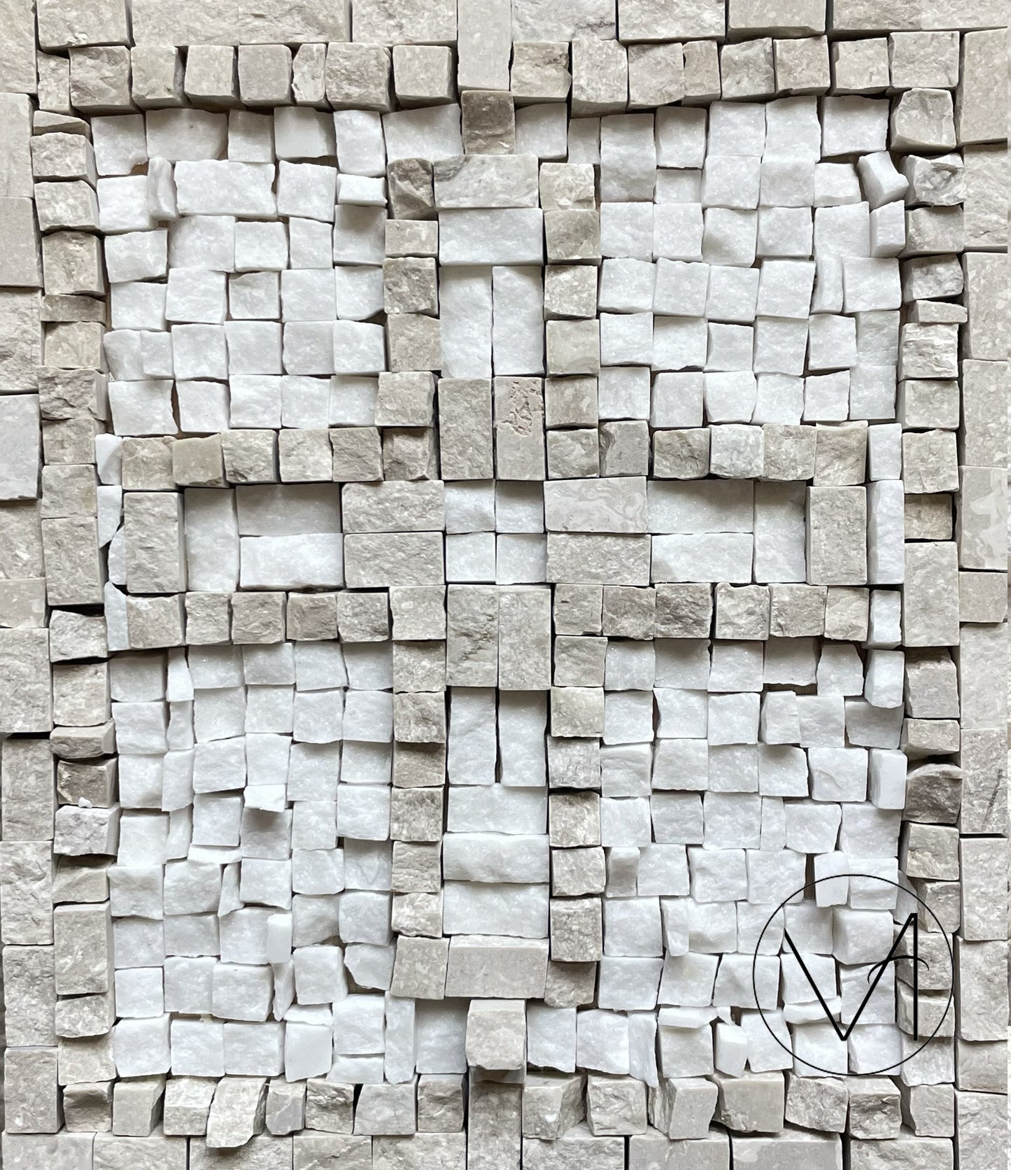 Mosaic - Rustic Cross in White and Perlata Marble