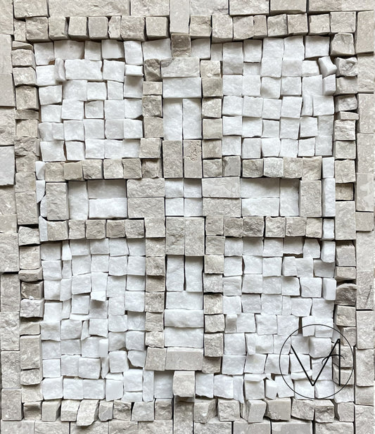 Mosaic - Rustic Cross in White and Perlata Marble