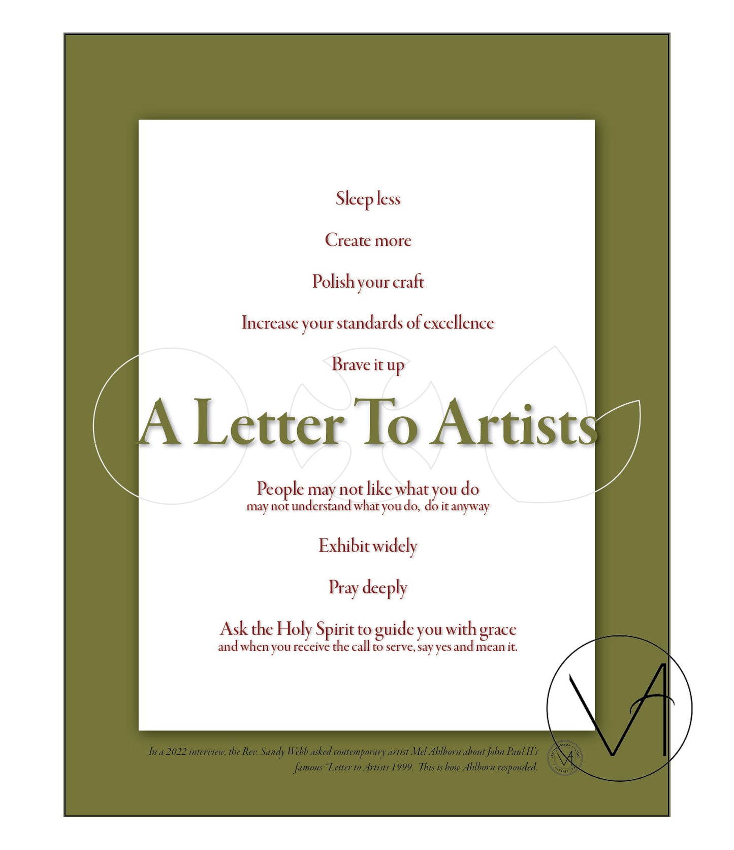 Letter to Artists 2022 (PDF) by Mel Ahlborn